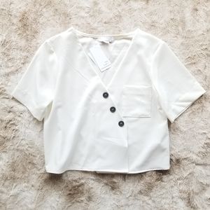 Assymetrical Button-Up Crop Top